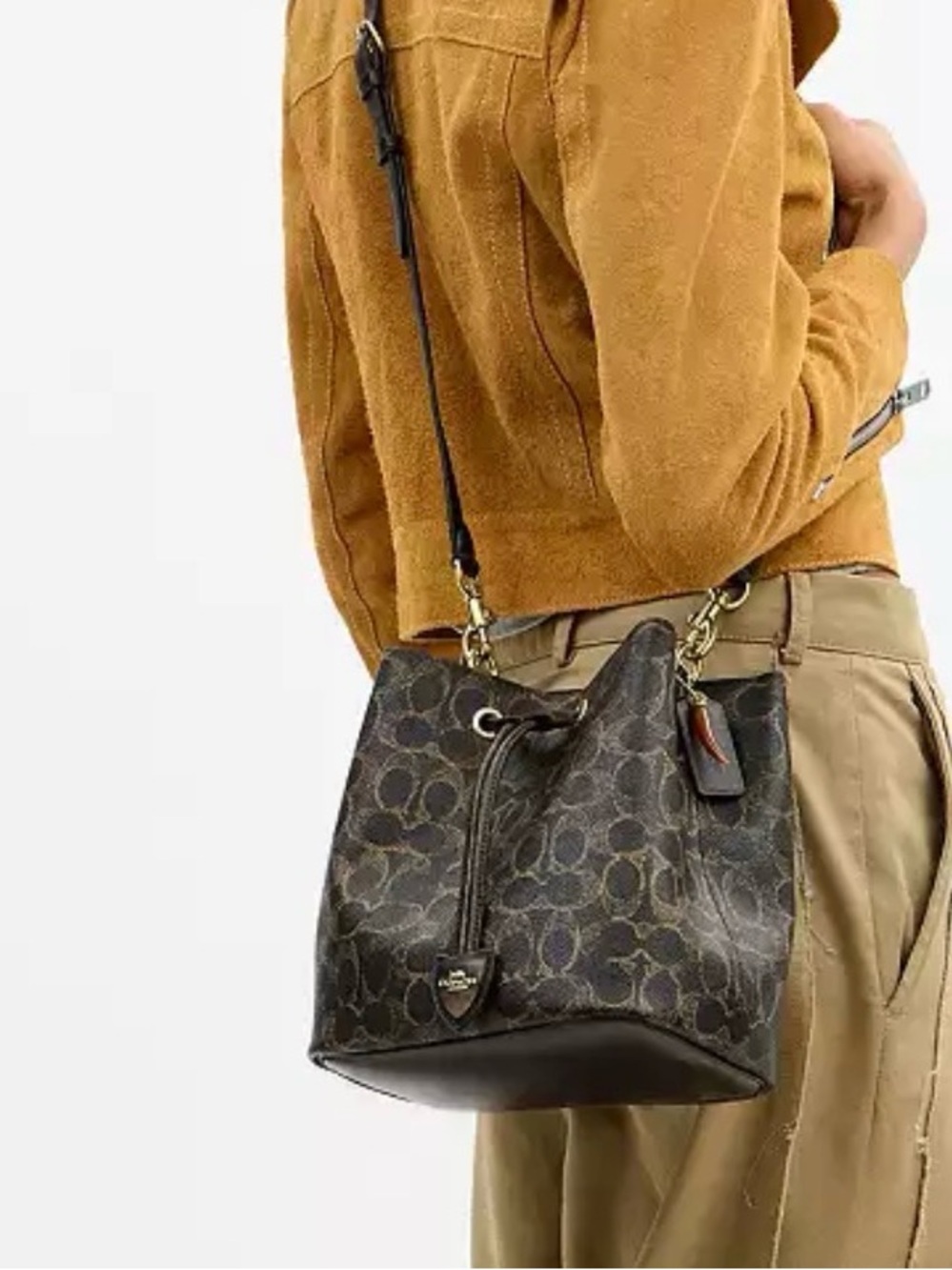 Coach Rowan Bucket Bag Signature Drawstring Bucket Crossbody NWOT - Picture 14 of 14